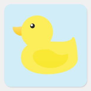 Bath Time Yellow Duck Square Sticker