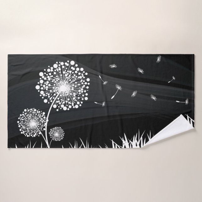 Bath towel Pissenlit black and white (Bath Towel)