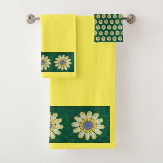 Bath Towel Set - Afghan Daisy (Insitu)