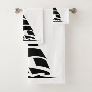 Bath Towel Set " Black SailBoat "