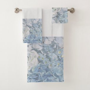 Bath Towel Set Blue Country Flowers
