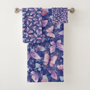 Bath Towel set butterfly pattern#1