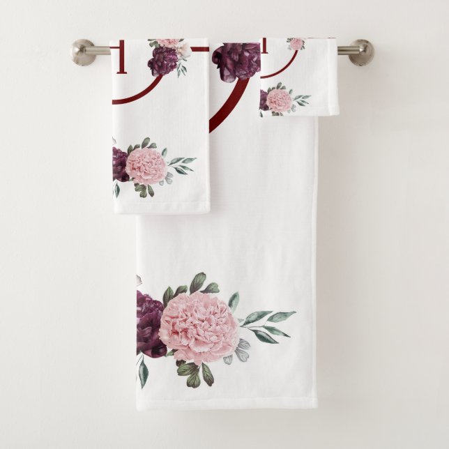 Bath Towel Set Peonies from the Garden (Insitu)