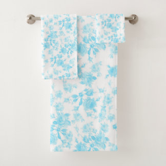 Bath towel set Saint Colette June Roses capri blue