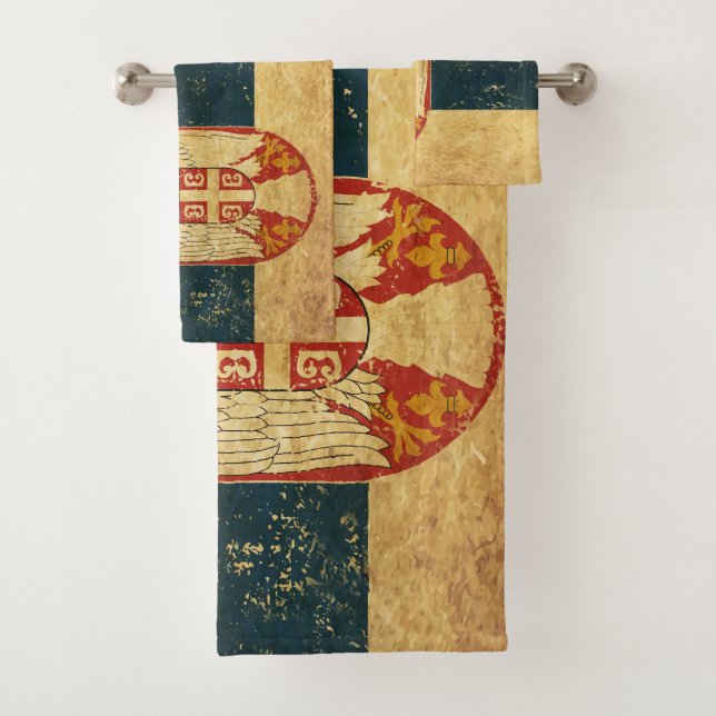 Bath Towel Set Serbia Flag (Insitu)
