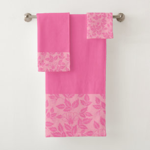 Bath Towel Set-Vintage Floral Pink