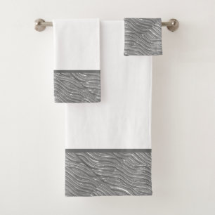 Bath Towel set with Grey Water pattern 