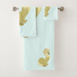 Bath Towel Set with Yellow Cat