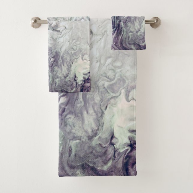 Bath Towel SetPurple and Grey Swirl Home Decor (Insitu)