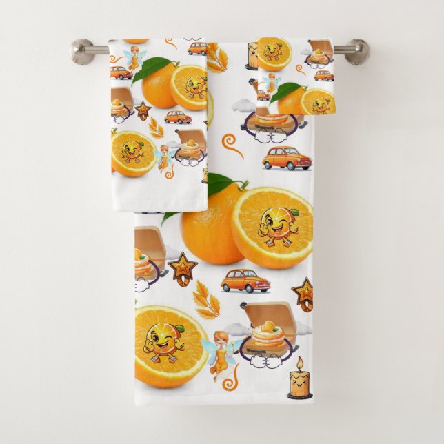 Bath Towel Sets, Happy Birthday Oranges Cake Fairy (Insitu)