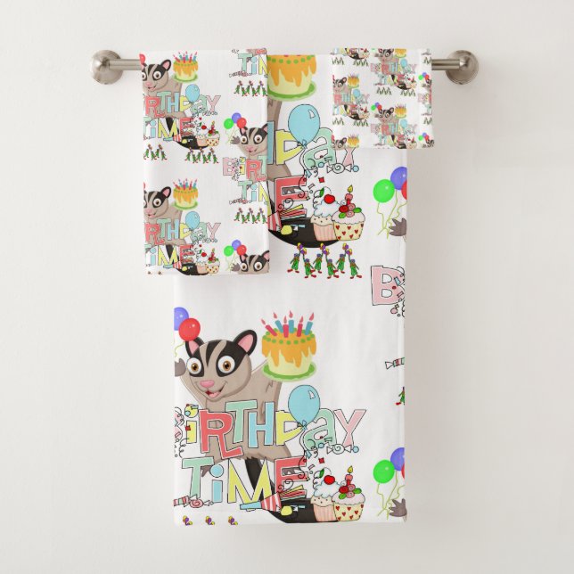 Bath Towel Sets,  Happy Birthday Possum Cake (Insitu)