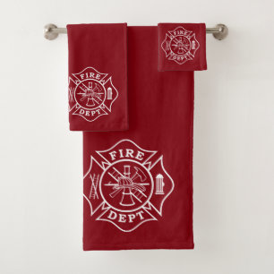 Bath Towel Sets with Firefighter Maltese Cross