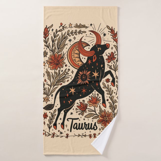 Bath Towel Taurus Celestial Zodiac Art (Bath Towel)