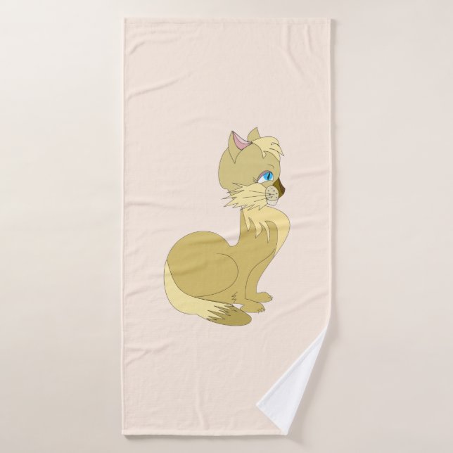 Bath Towel with Yellow Cat (Bath Towel)