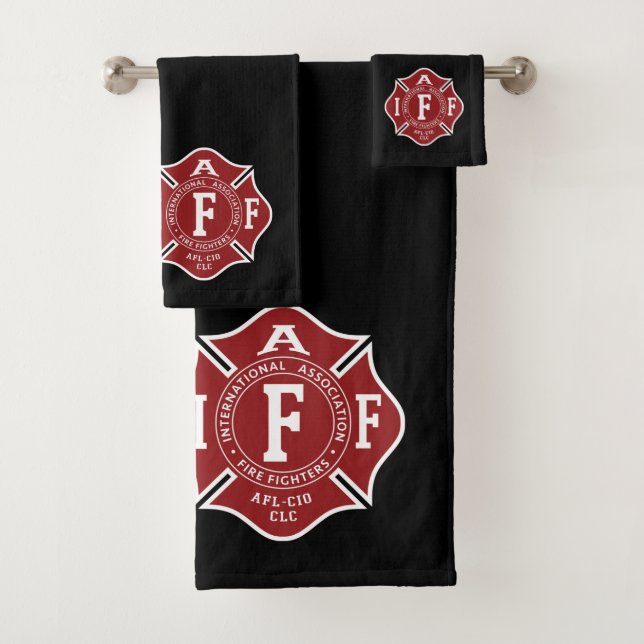 bath towels sets with firefighter maltese cross (Insitu)