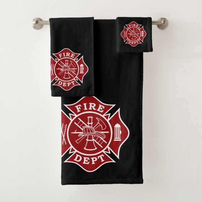 bath towels sets with firefighter maltese cross (Insitu)