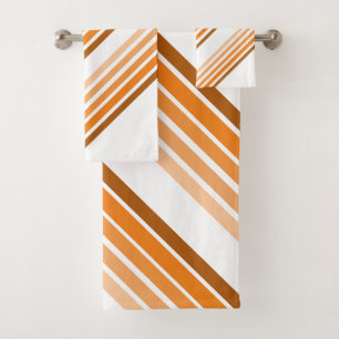 Bath Towels - Shades of Orange Diagonal Stripes