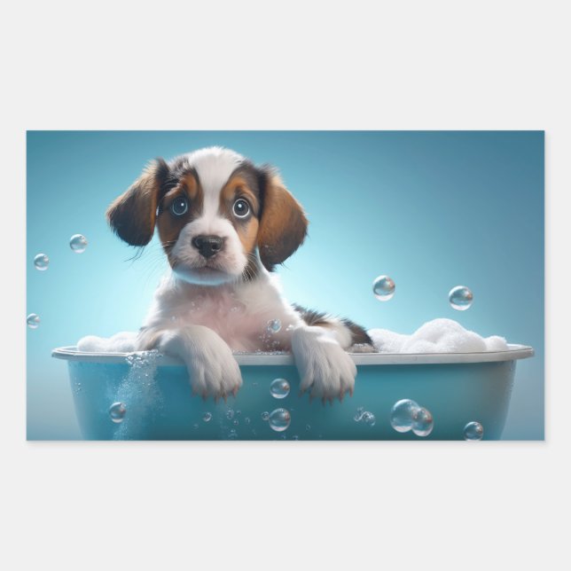 Bath Tub & Bubbles Puppy Sticker (Front)