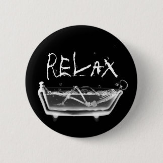 Bath Tub X-Ray Skeleton Black & White 2 Inch Round Button