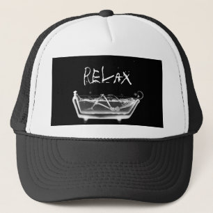 Bath Tub X-Ray Skeleton Black & White Trucker Hat