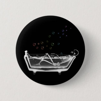 Bath Tub X-Ray Skeleton - Rainbow Bubbles 2 Inch Round Button