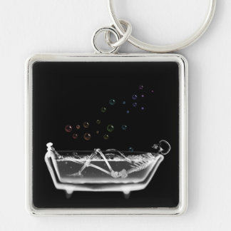 Bath Tub X-Ray Skeleton - Rainbow Bubbles Keychain
