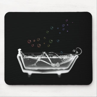 Bath Tub X-Ray Skeleton - Rainbow Bubbles Mouse Pad