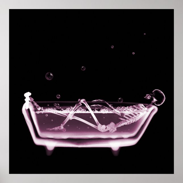 BATH TUB X-RAY VISION SKELETON - PINK POSTER (Front)
