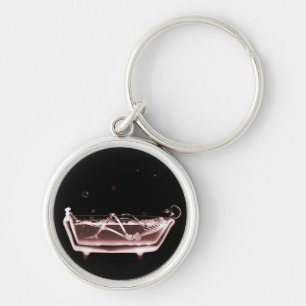 BATH TUB X-RAY VISION SKELETON - RED KEYCHAIN