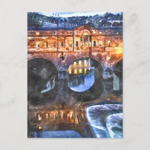 Bath Watercolour-Style Postcard