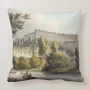 Bath Wick Ferry, from 'Bath Illustrated by a Serie Throw Pillow