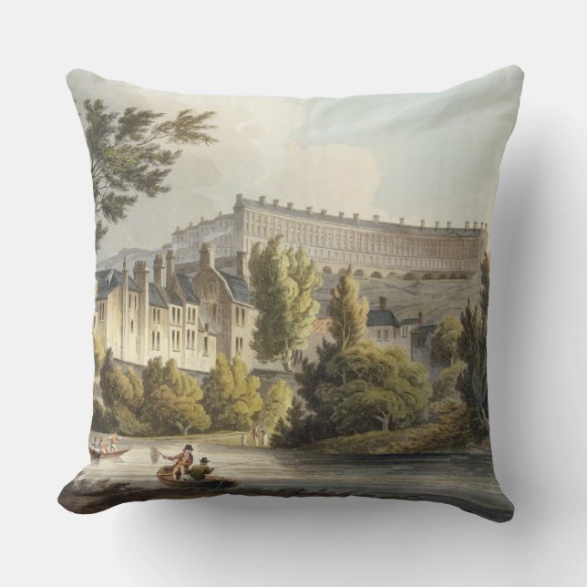 Bath Wick Ferry, from 'Bath Illustrated by a Serie Throw Pillow (Front)