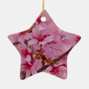 Bathed in Pink Japanese Cherry Blossoms Ceramic Ornament