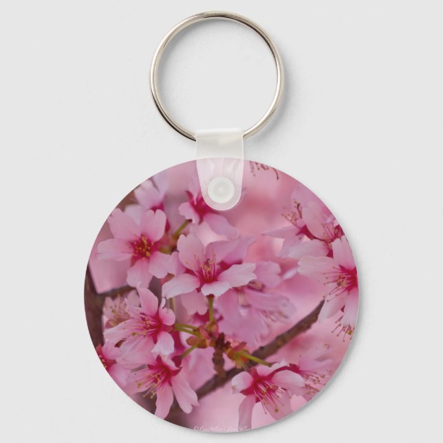 Bathed in Pink Japanese Cherry Blossoms Keychain (Front)