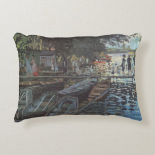 Bathers at La Grenouillère by Claude Monet Accent Pillow