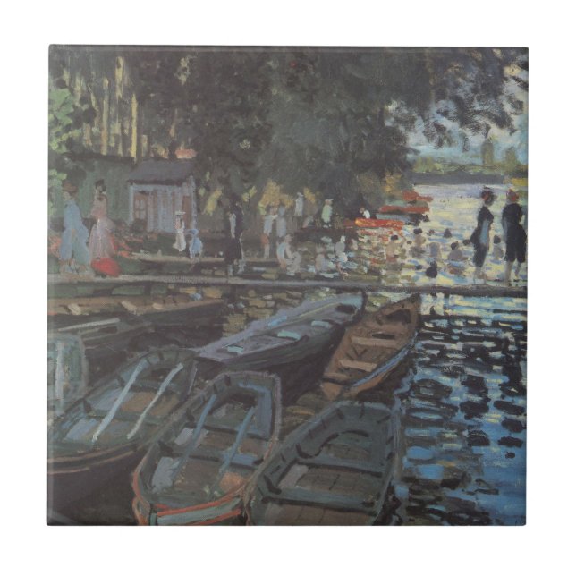 Bathers at La Grenouillère by Claude Monet Tile (Front)