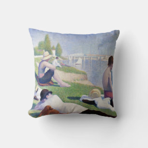 Bathers in Asnieres, Seurat Throw Pillow