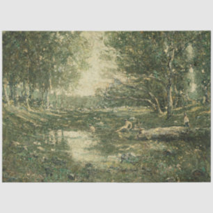 Bathers in Green Woodland Landscape (Vintage Art) Tissue Paper