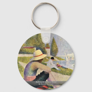Bathing At Asnieres Detail By Seurat Georges Keychain