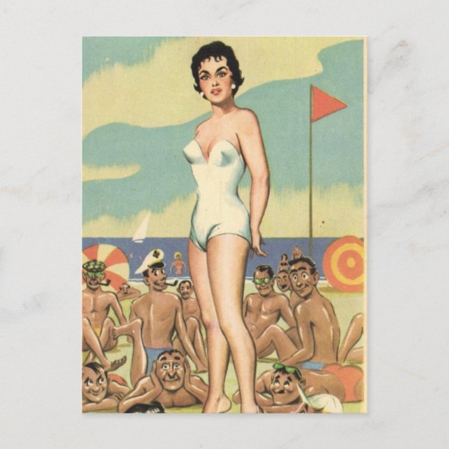 Bathing beauty ! Vintage comic art Postcard (Front)