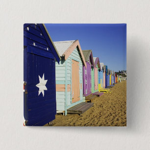 Bathing Boxes, Middle Brighton Beach, Port 2 Inch Square Button