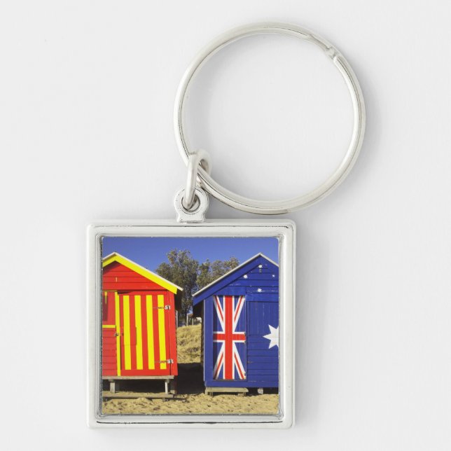 Bathing Boxes, Middle Brighton Beach, Port 2 Keychain (Front)