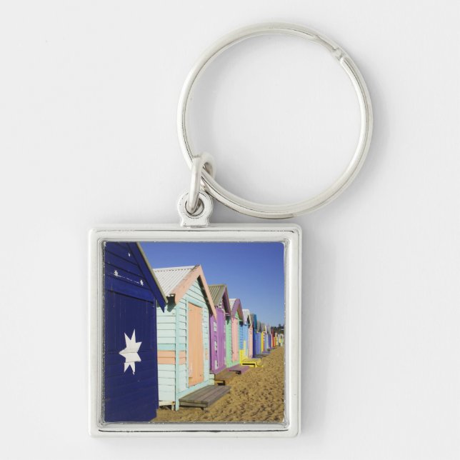 Bathing Boxes, Middle Brighton Beach, Port Keychain (Front)