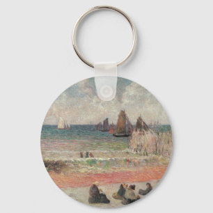 Bathing Dieppe by Paul Gauguin, Vintage Fine Art Keychain