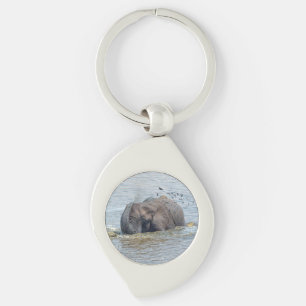 Bathing elephant keychain