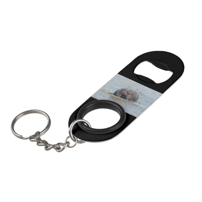 Bathing elephant keychain bottle opener (Front Angled)