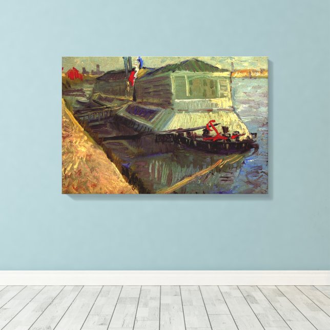 Bathing Float on Seine Asniere by Vincent van Gogh Canvas Print (Insitu(Wood Floor))