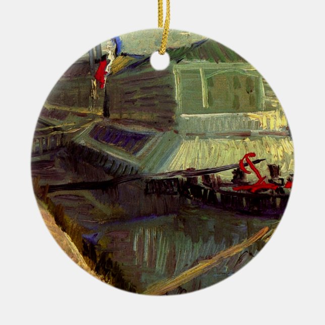 Bathing Float on Seine Asniere by Vincent van Gogh Ceramic Ornament (Front)