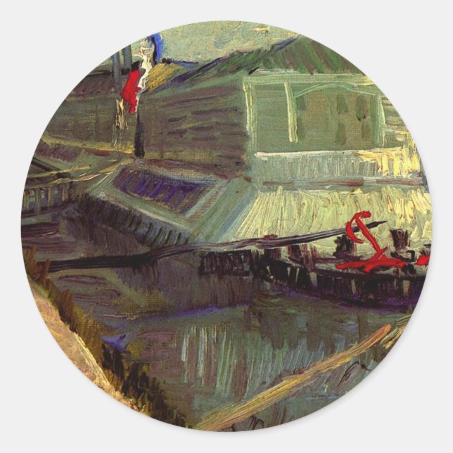 Bathing Float on Seine Asniere by Vincent van Gogh Classic Round Sticker (Front)