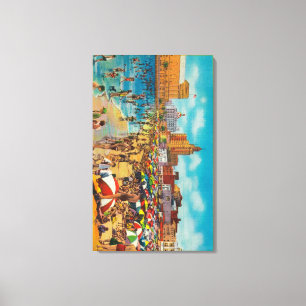 Bathing in the Lagoon, Long Beach Canvas Print